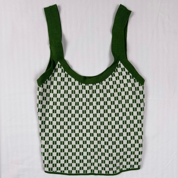 Abercrombie & Fitch Tops - Abercrombie & Fitch Green Checkered Knit Crop Tank Top Women’s S
